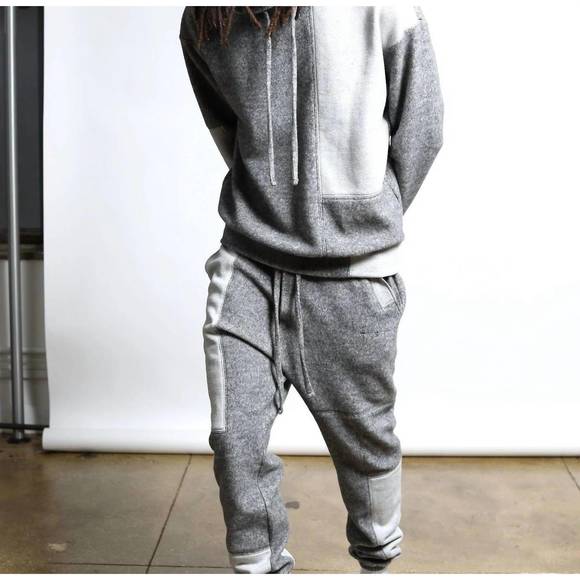 NEW TWENTY MONTREAL maddux plush fleece patchwork pants in heather grey - Picture 4 of 5